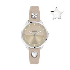 Brand new ๐ฅฐ Furla ๐ฉ Women's Pin Beige Dial Calfskin Leather โ Watch ๐