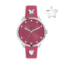 Best deal 🤩 Furla 👩 Women's Pin Pink Dial Calfskin Leather ⌚ Watch 🎁